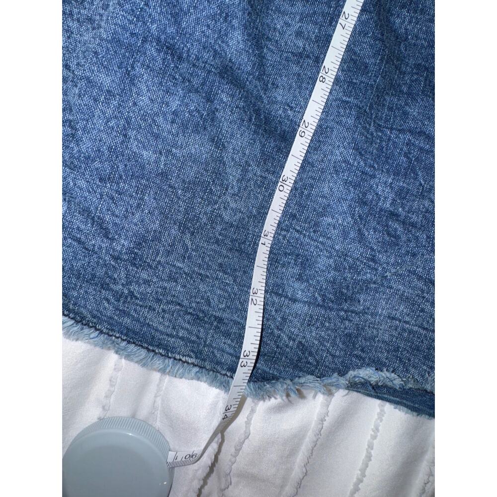 KUT Denim Shirt Dress Women's Large Blue Cotton Linen Raw Hem Festival Western - Picture 12 of 15